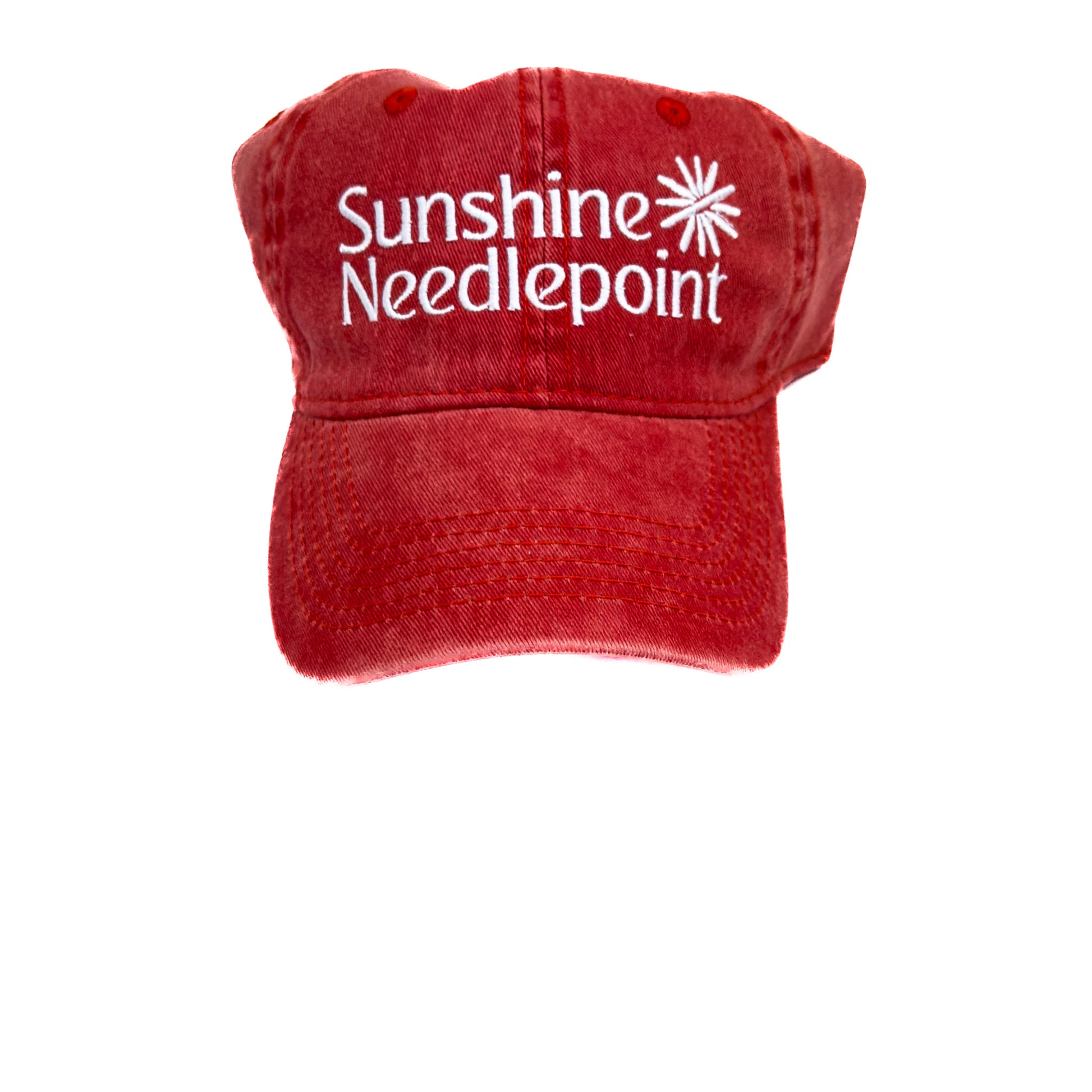 Sunshine Needlepoint Baseball Cap (long logo coral)