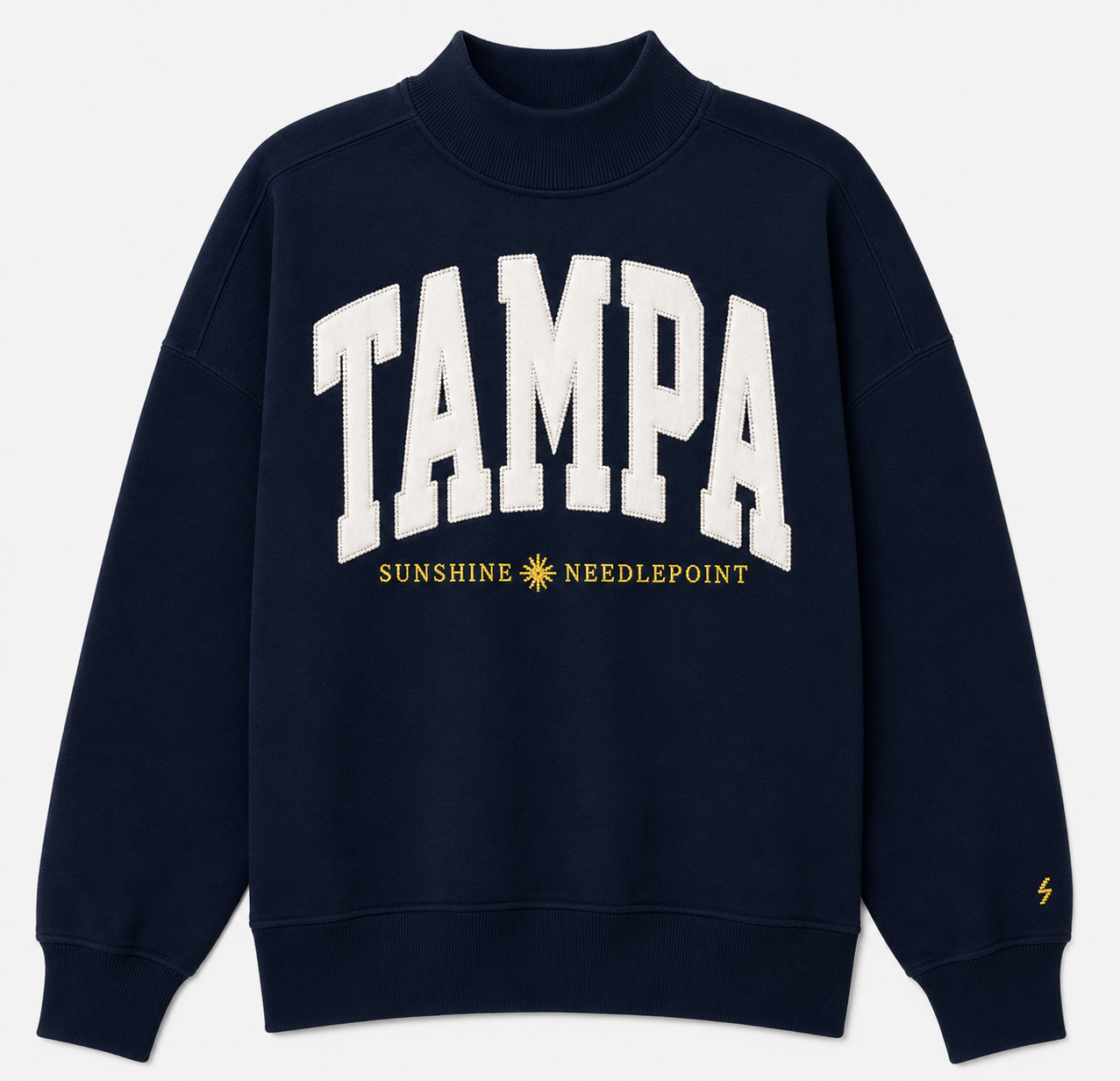 Sunshine Needlepoint Tampa Appliqué Mock-Neck