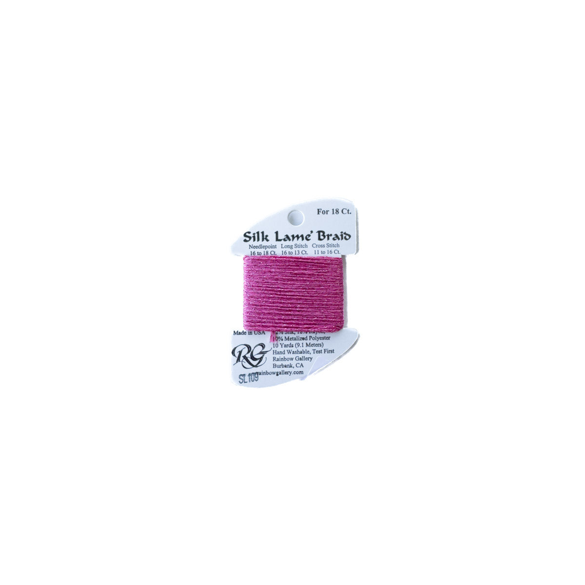 Silk Lamé Braid - SL109 Med Raspberry